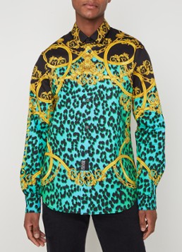 Versace Jeans Couture Slim fit overhemd met barok luipaarddessin