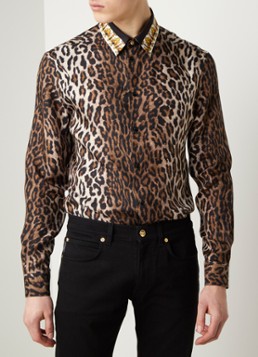 Versace Regular fit overhemd van zijde met luipaarddessin