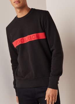 Woolrich Sweater met logoprint en voering van fleece