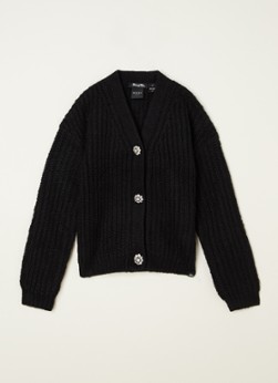 NIK&NIK Cloudy grofgebreid vest met strass decoratie