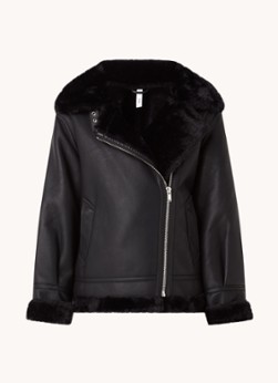 Mango Dalsi lammy coat van imitatieleer met voering van imitatiebont