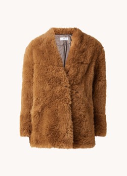 Mango Brilli mantel van imitatiebont met steekzakken