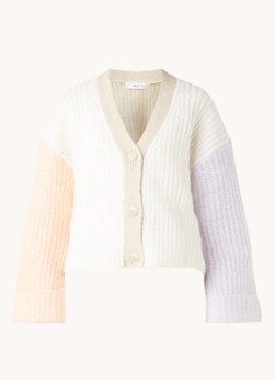 Mango Chaco grofgebreid vest in wolblend met colourblocking