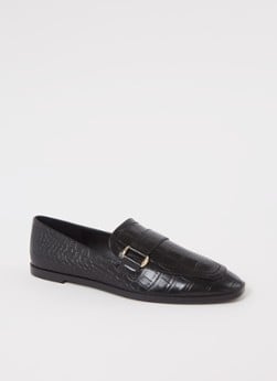 Mango Platte schoenen met gespdetail in zwart met krokodillenmotief online kopen