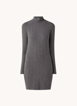 Mango gebreide jurk van gerecycled polyester grijs online kopen