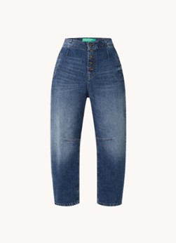 Benetton Jane high waist tapered cropped jeans met medium wassing