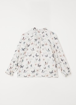 Mango Kids top met all over print en ruches gebroken wit