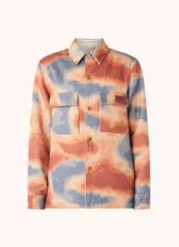 Scotch & Soda regular fit overshirt van gerecycled polyester oranje/blauw