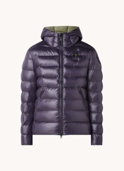 Blauer Gewatteerd jack met capuchon en ritszakken