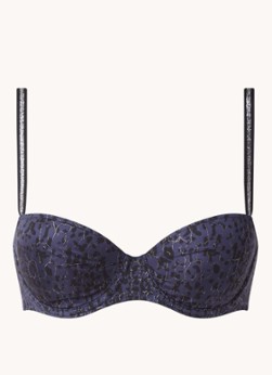 Marie Jo L'Aventure voorgevormde balconnet beugelbh Johan met panterprint en glitters donkerblauw/zwart