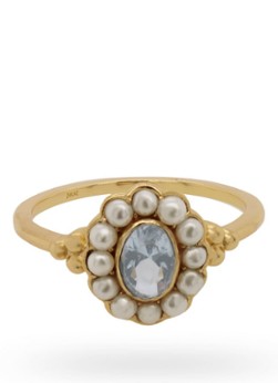 24Kae Ringen Ring met kleursteen en parels 925 Sterling zilver geelgoud verguld 12416Y Goudkleurig online kopen