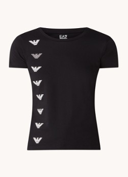 Emporio Armani Trainings T-shirt met logoprint en strass-decoratie