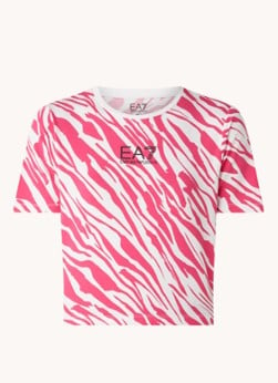 Emporio Armani Cropped trainings T-shirt met zebraprint en logo