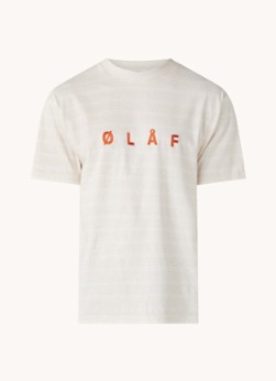 Olaf Hussein T-shirt met streepprint en logoborduring