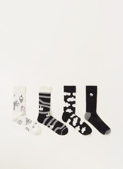 Happy Socks Black & White sokken met print in -pack giftbox