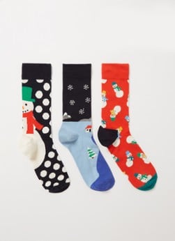 Happy Socks Snowman sokken met print in -pack giftbox