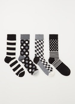 Happy Socks Black & White sokken in -pack giftbox