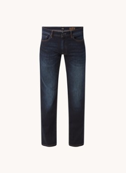 BOSS Maine straight fit jeans met stretch en donkere wassing