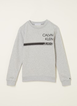 Calvin klein JEANS sweater met logo lichtgrijs melange/zwart