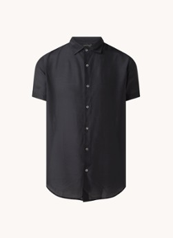 Emporio Armani Regular fit semi-transparant overhemd in zijdeblend