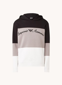 Emporio Armani Fijngebreide hoodie in zijdeblend met logoborduring