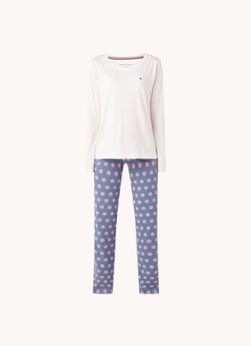 Tommy Hilfiger pyjama met stippenprint blauw/wit