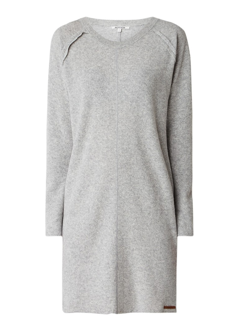 Moscow Fijngebreide trui-jurk van wol grijsmele