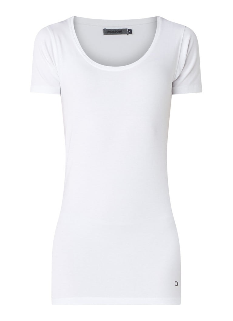 Moscow Basic longline T-shirt van stretchkatoen grijs