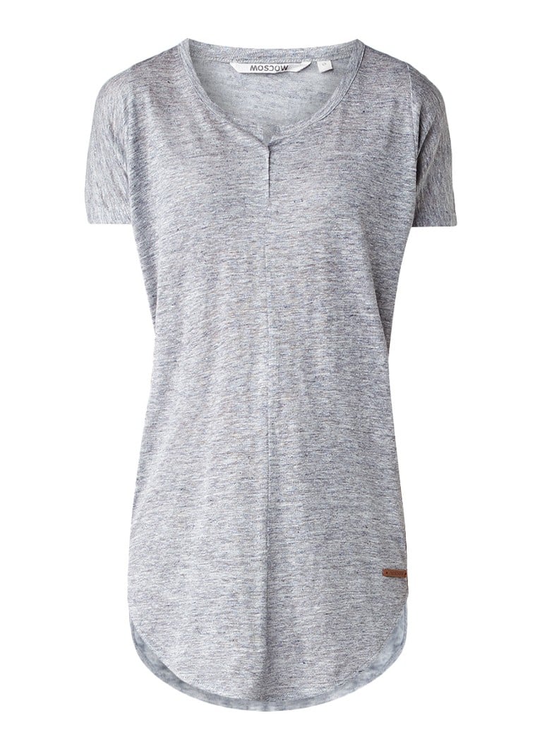 Moscow Longline T-shirt van linnen grijs