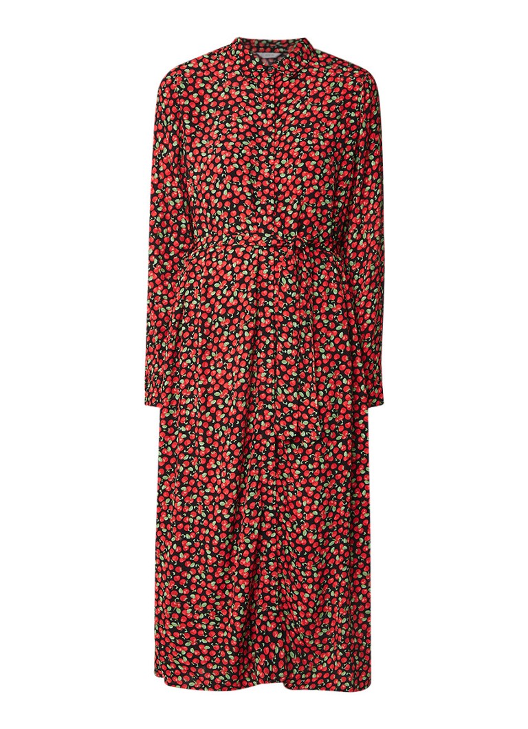 Envii Endate maxi blousejurk met appeldessin rood