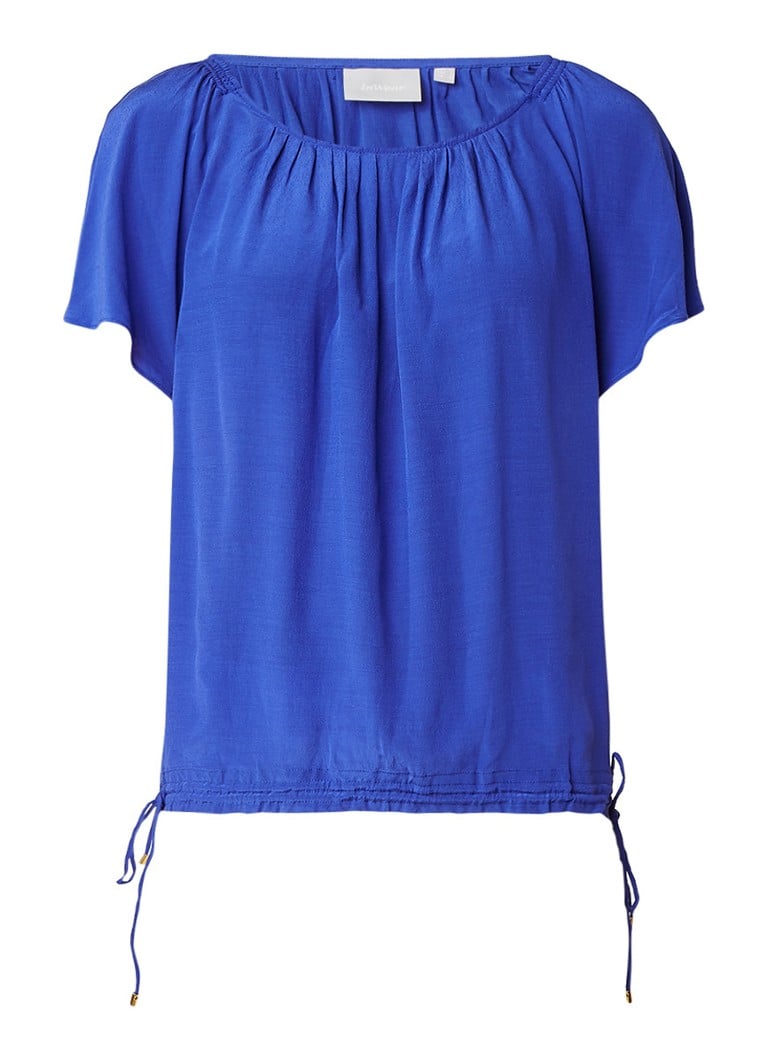 InWear Gemma boxy top met korte vlindermouw blauw