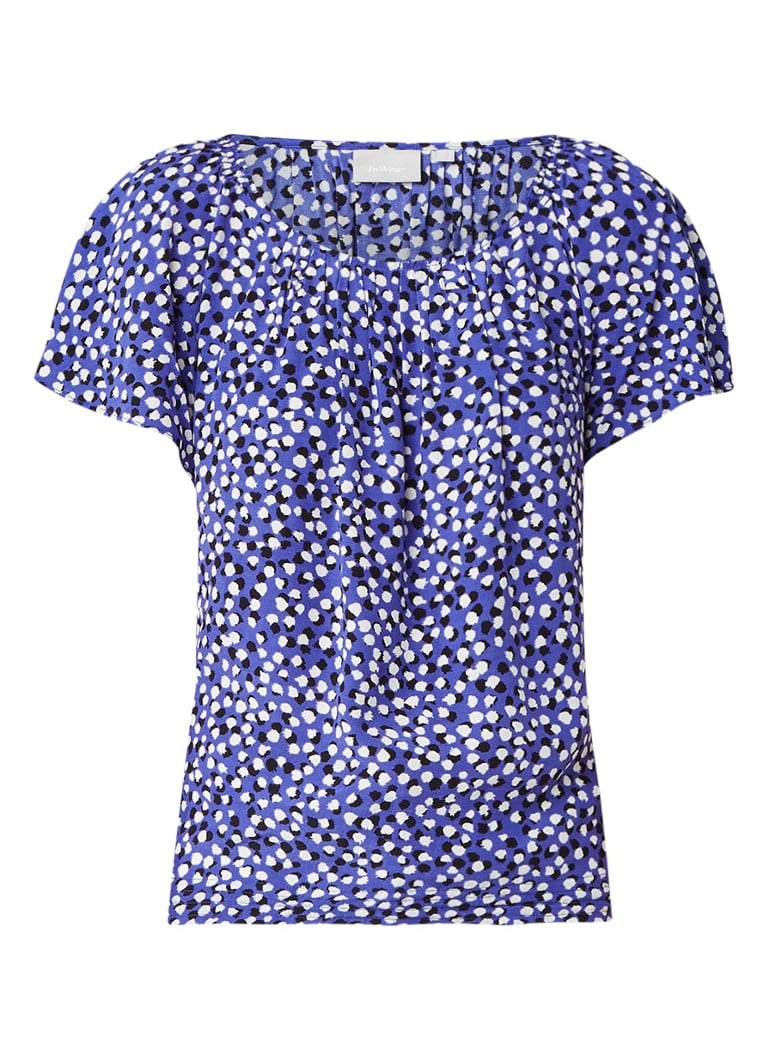 InWear Gemma top met gestipt dessin blauw