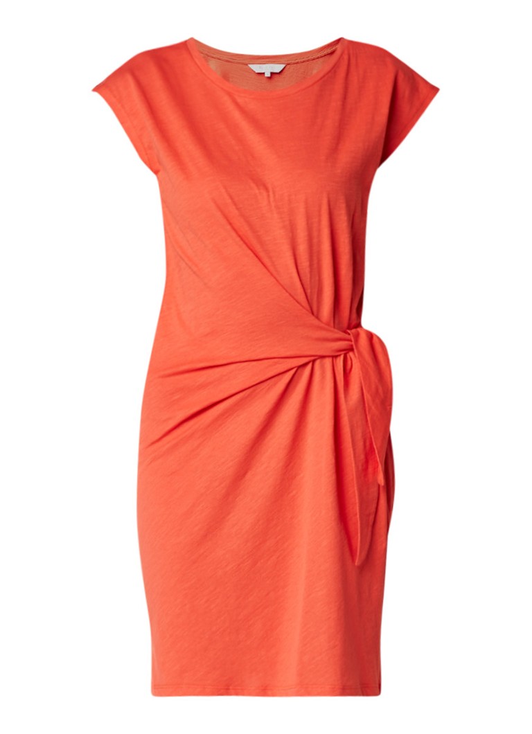 Part Two Lalia gemêleerde midi-jurk met strikdetail oranjerood