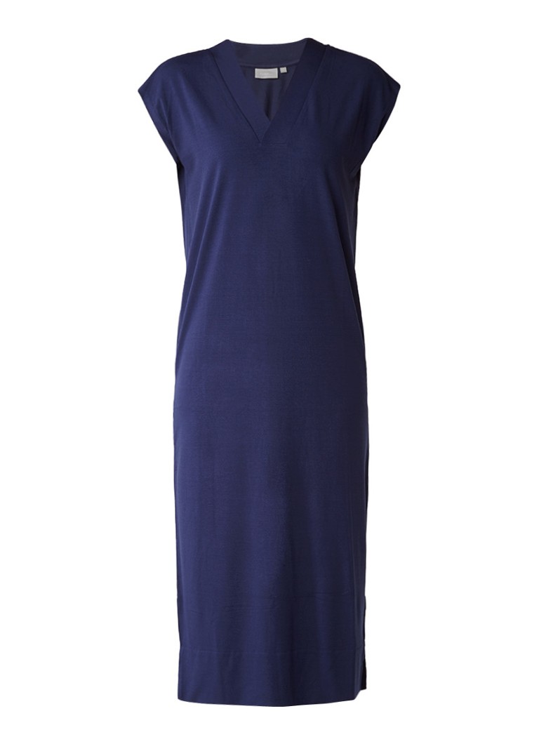 InWear Cybel midi-jurk met V-hals donkerblauw