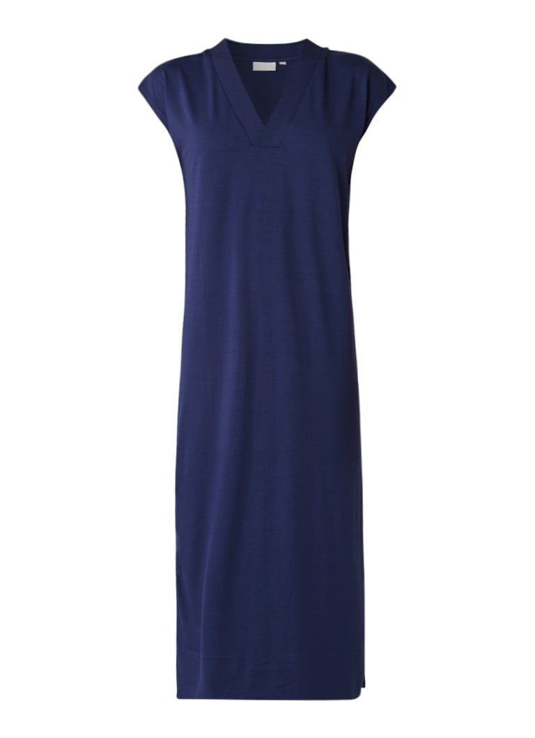 InWear Cybel jersey midi-jurk met V-hals middenblauw