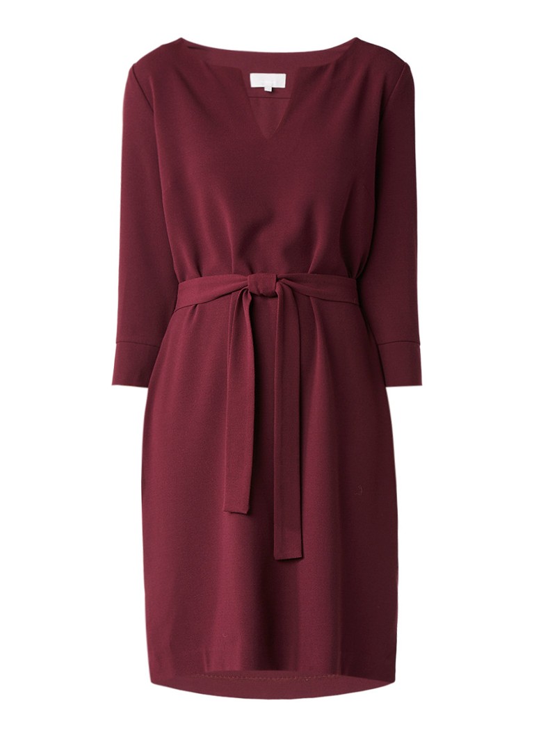 InWear Lali midi-jurk met strikceintuur aubergine