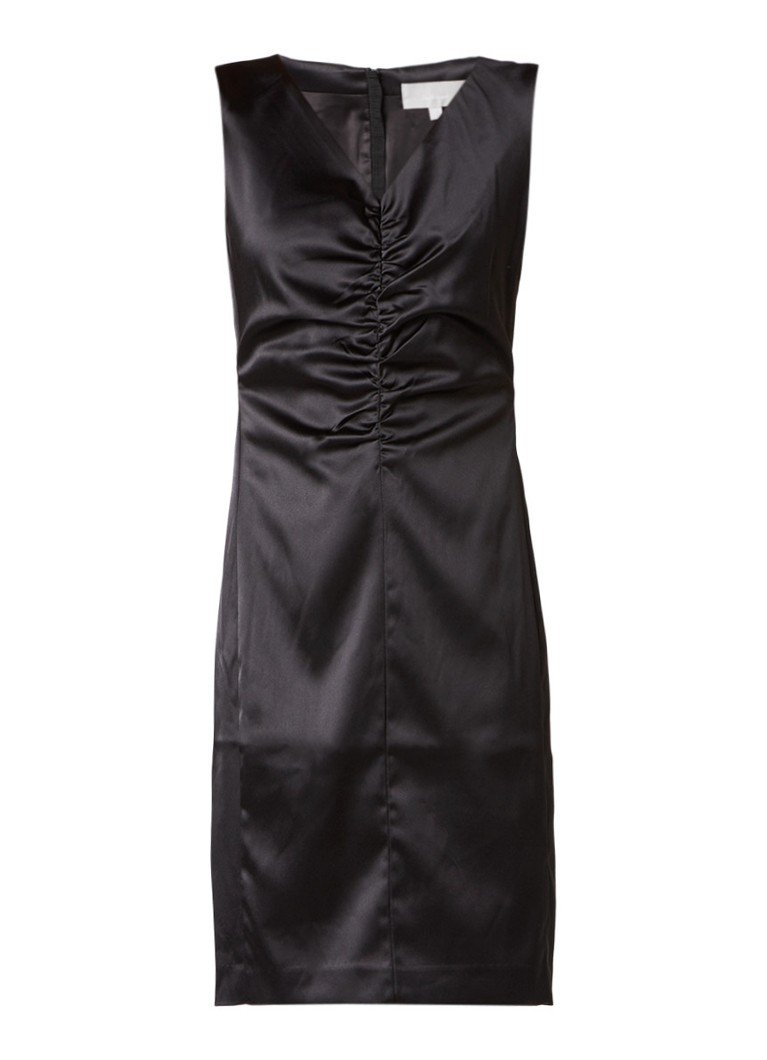 InWear Cairo midi-jurk van satijn met rimpeldetail zwart