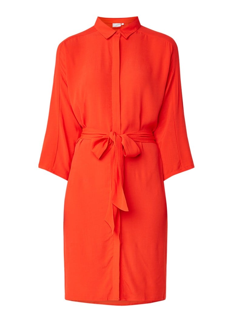 InWear Subira blousejurk met strikceintuur oranjerood