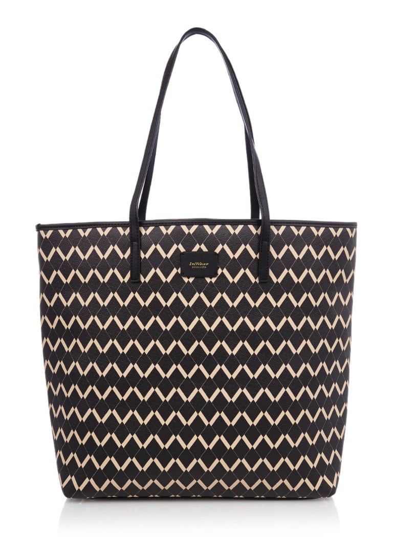 InWear Linnett shopper met dessin blauw