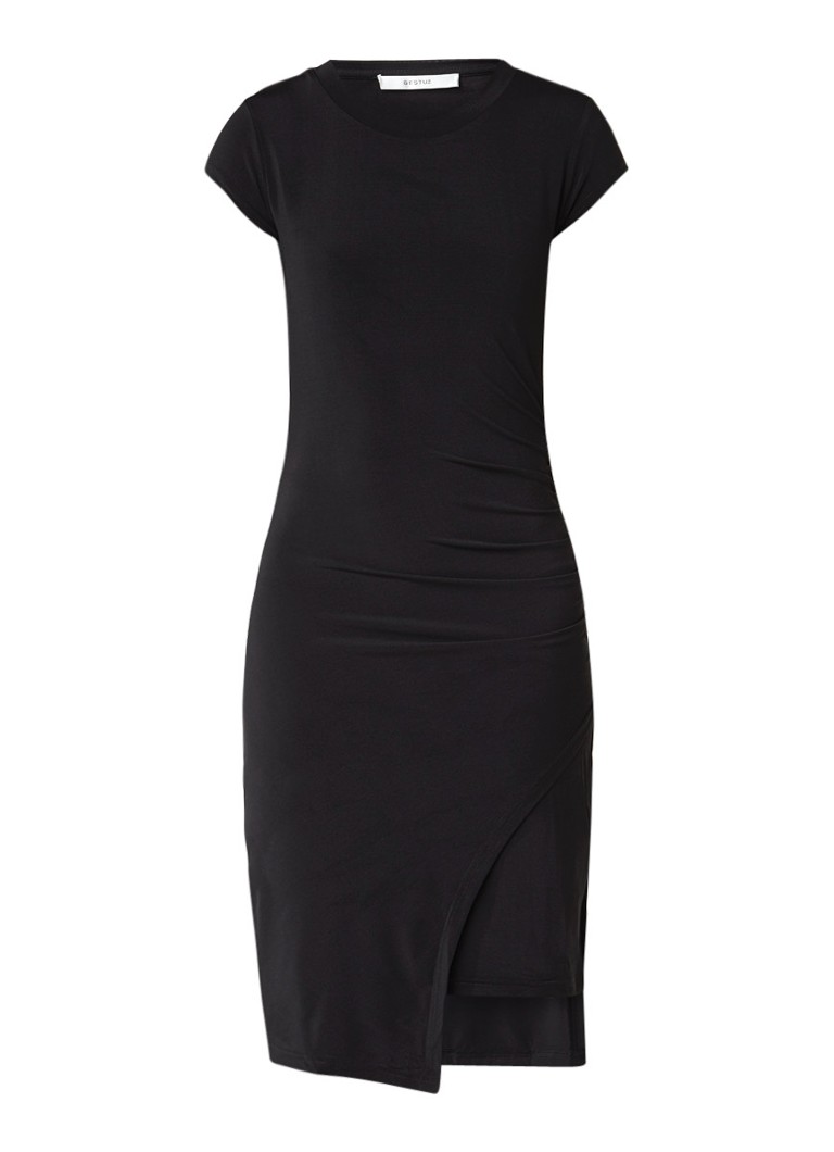 Gestuz Carenza jurk met overlay en rimpeldetail zwart
