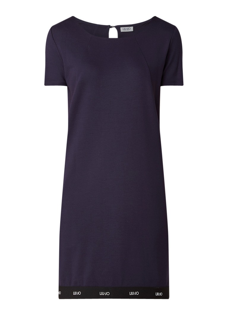 Liu Jo Midi-jurk van jersey met logotape donkerblauw