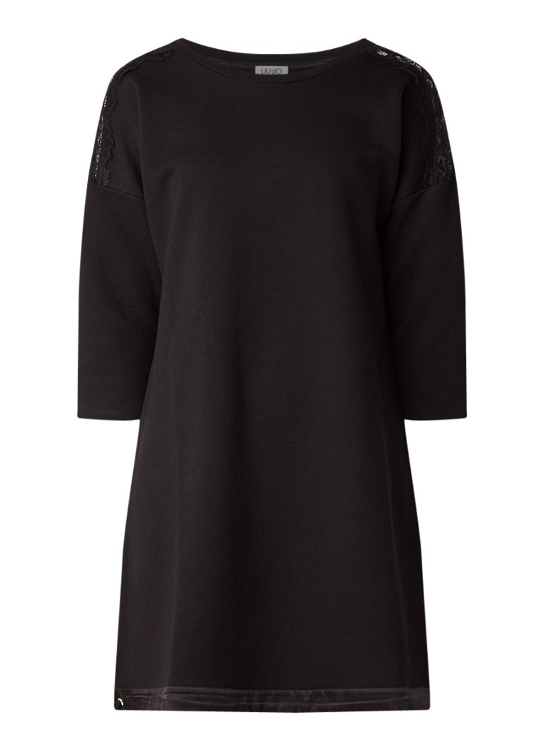 Liu Jo Trui-jurk in katoenblend met inzet van kant zwart