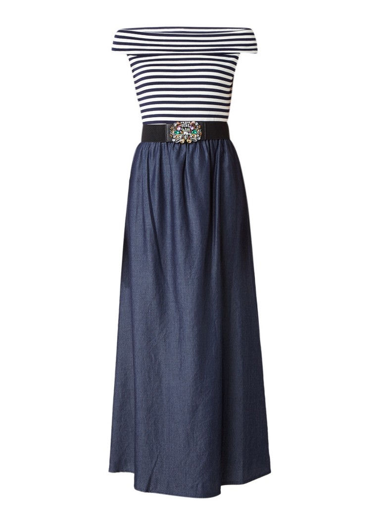 Liu Jo Ice off shoulder maxi-jurk met tailleceintuur indigo