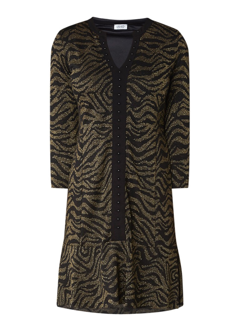 Liu Jo Midi-jurk met zebradessin en lurex goud