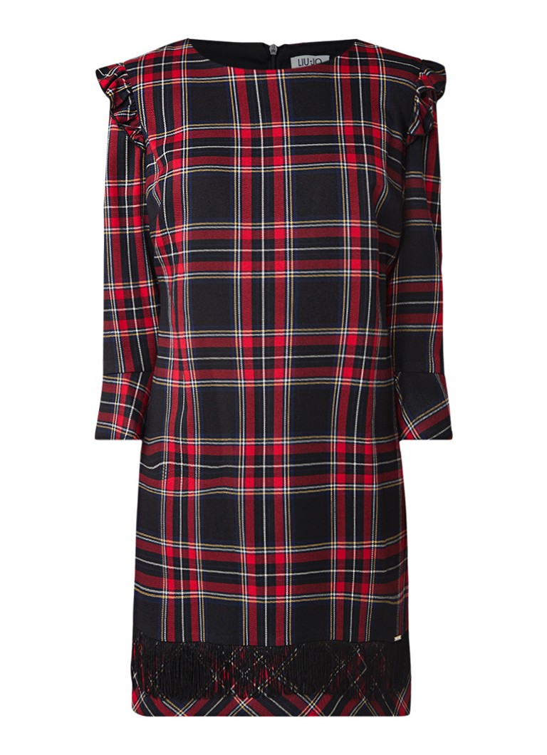 Liu Jo Tartan mini-jurk met ruitdessin en ruches donkerrood