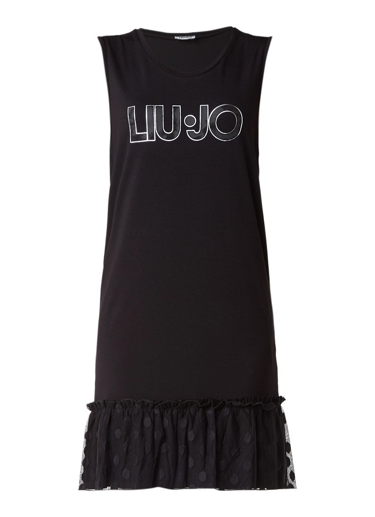 Liu Jo Nyala jurk met logoprint en onderzijde van tule zwart