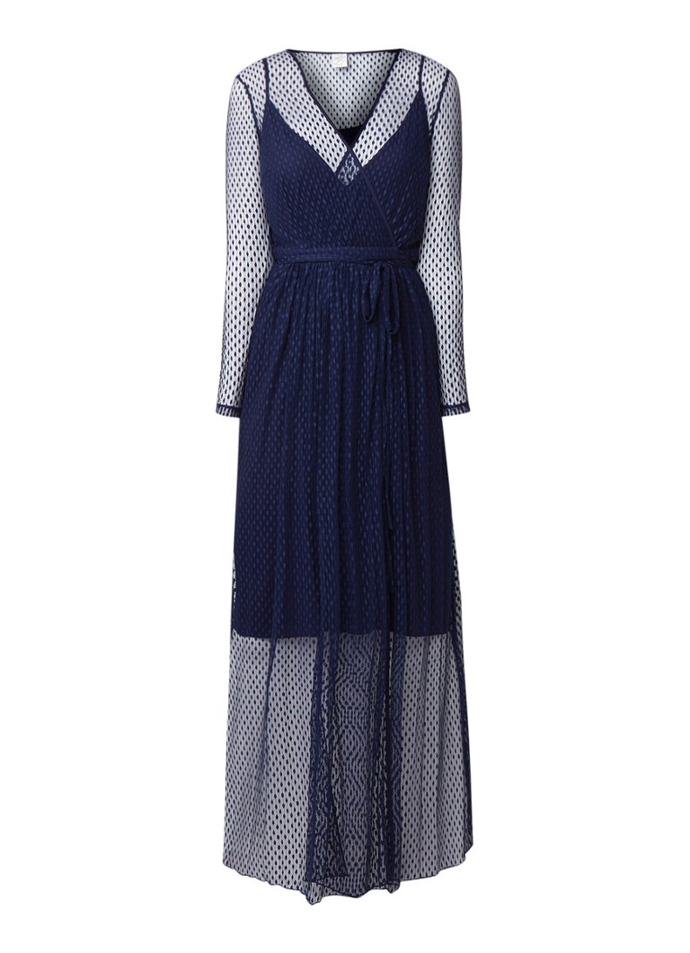 Baum und Pferdgarten Anneline semi transparante maxi-jurk van kant donkerblauw