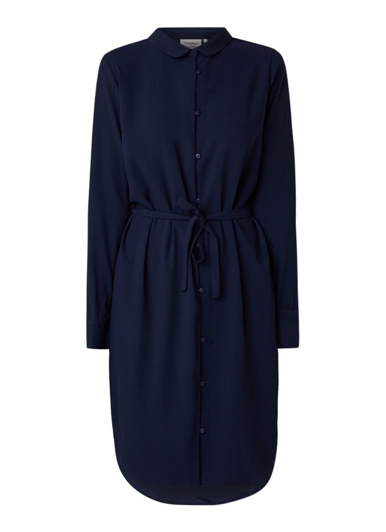 Another-Label Peck blousejurk van crÃªpe met strikceintuur donkerblauw