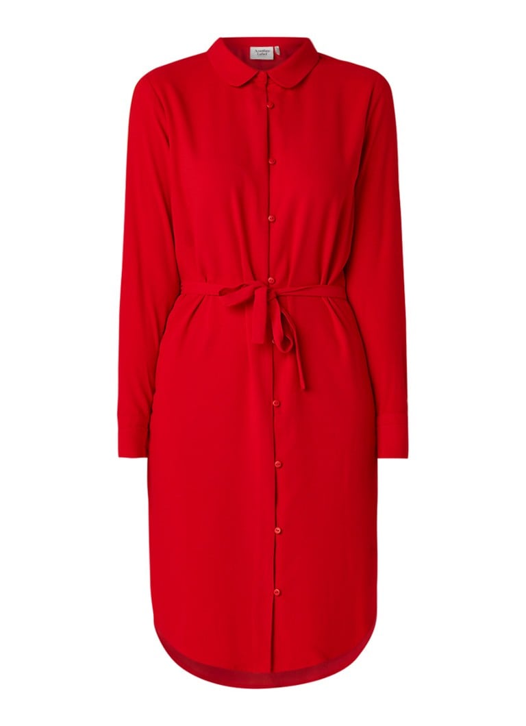 Another-Label Peck blousejurk van crÃªpe met strikceintuur rood