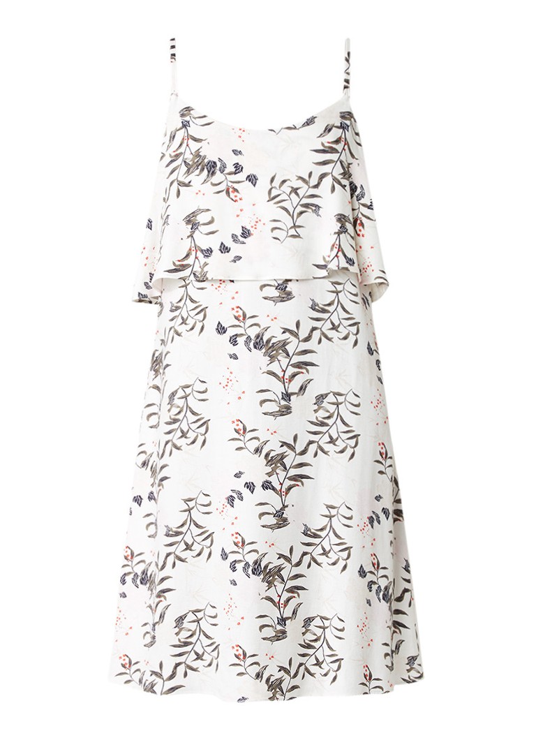 Another-Label Colly jurk met volant en bloemendessin gebroken wit